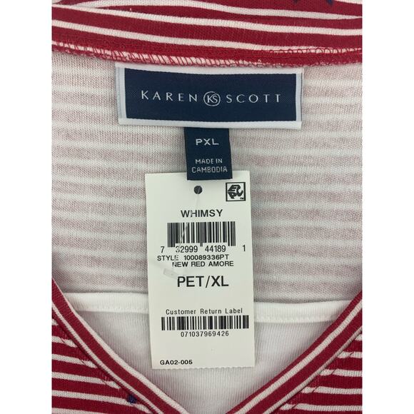 NWT Karen Scott Red Striped Blue Star Anchor Tiered Blouse Women's Size PXL - Picture 8 of 8